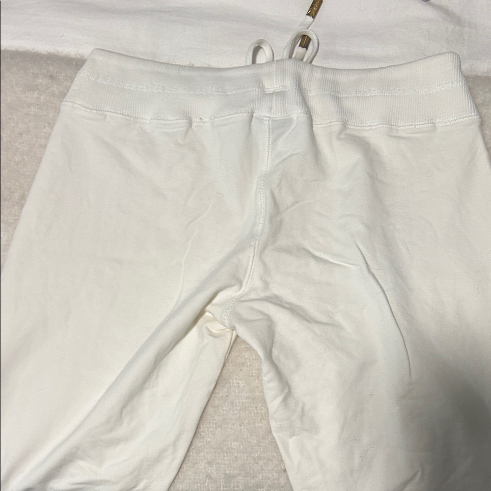 White WIDE LEG Joggers with Gold Accents- M - Picture 4 of 9